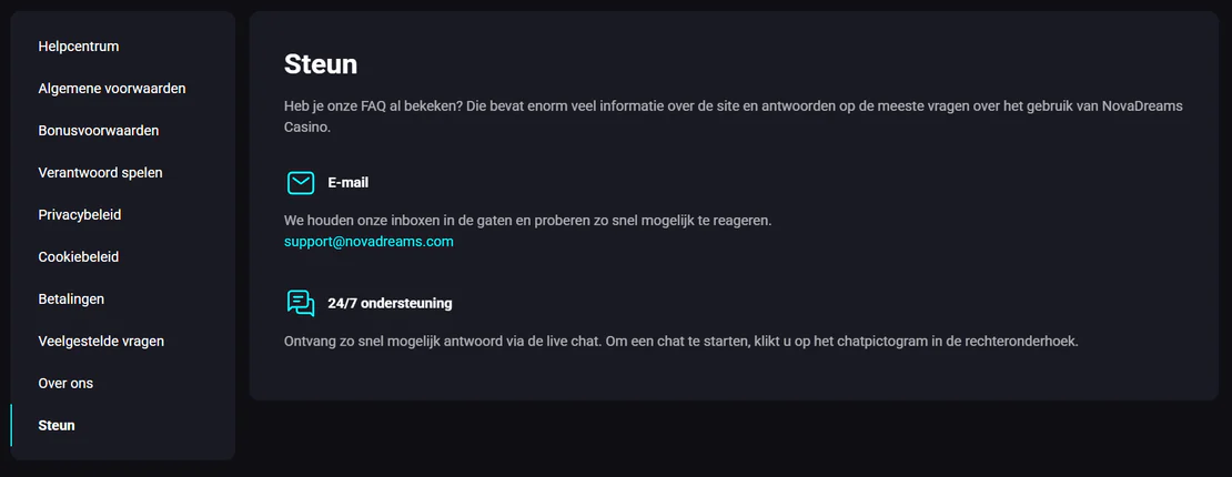 Contact met het team van Nova Dreams